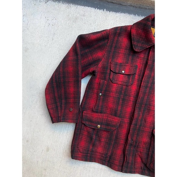 Vintage 50’s Woolrich Mackinaw Buffalo Plaid Wool Jacket Hunting Coat Red Size M - Picture 7 of 10